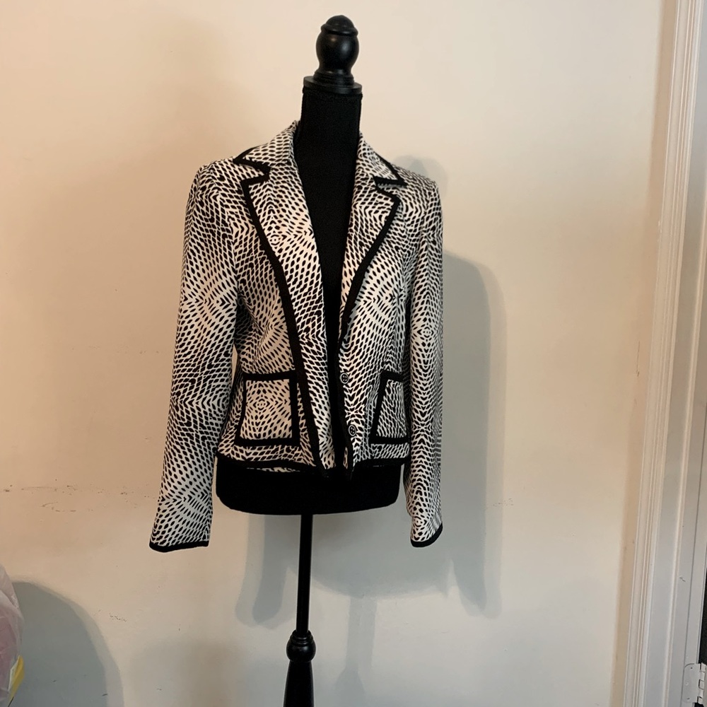 Roth Le Cover California Black and White Print Blazer Sz 10